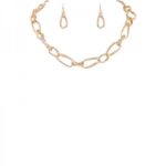 Chunky Link Necklace and Drop Earrings Set with Irregular Chain