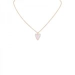 Heart Pendant Necklace with Fine Chain and Center Inset Detail