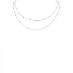 Layered Station Bead Necklace with Adjustable Chain and Accent Details