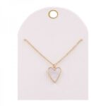 Heart Pendant Necklace with Fine Chain and Center Inset Detail - Image 2