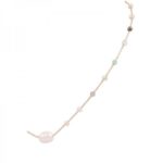 Beaded Chain Necklace with Oval Center Bead and Spaced Details - Image 2